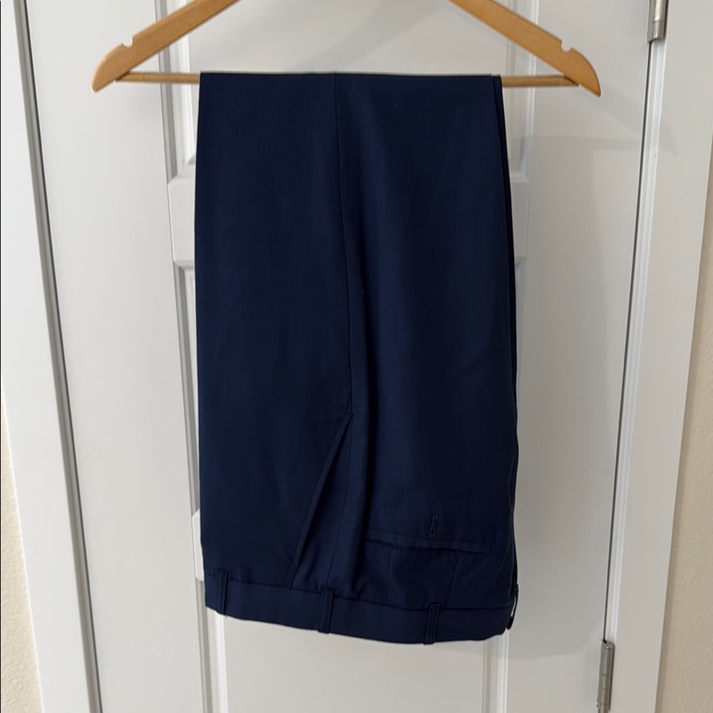 Navy Blue Formal Dress Pants with Crisp Wool Blend